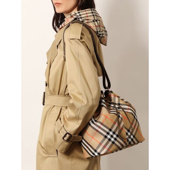 Burberry Women Canvas Bucket Bag With Check Motif - Picture 2 of 5